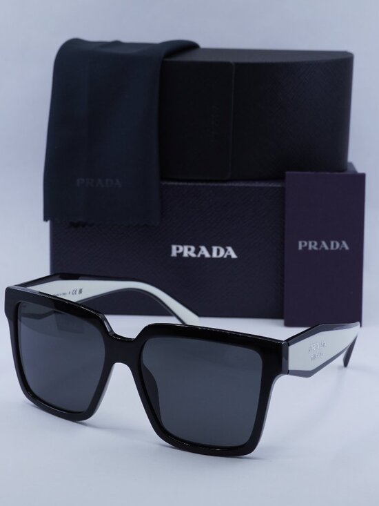 Prada PR24ZS 1AB5S0 Square Sunglasses - Black/Talc/Dark Grey main image 8